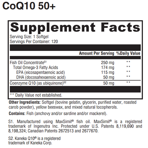 Physician Nutrients Co10-50mg Supplement Facts