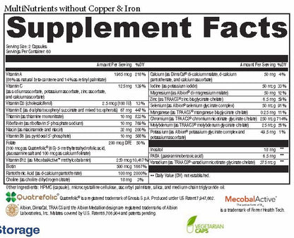 Supplement Facts for MultiNutrients without Copper & Iron by Physician Nutrients